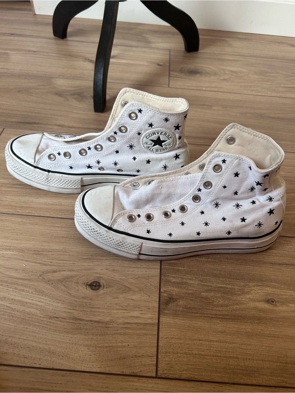 Converse Crystal Energy White High Top Sneakers Black Star Moon Punk Goth Grunge - Picture 3 of 7